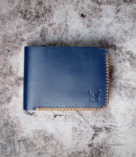 Hunza Edge – Klassieke slanke portemonnee met kruissteek en twee vouwen