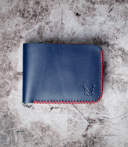 Hunza Edge – Klassieke slanke portemonnee met kruissteek en twee vouwen