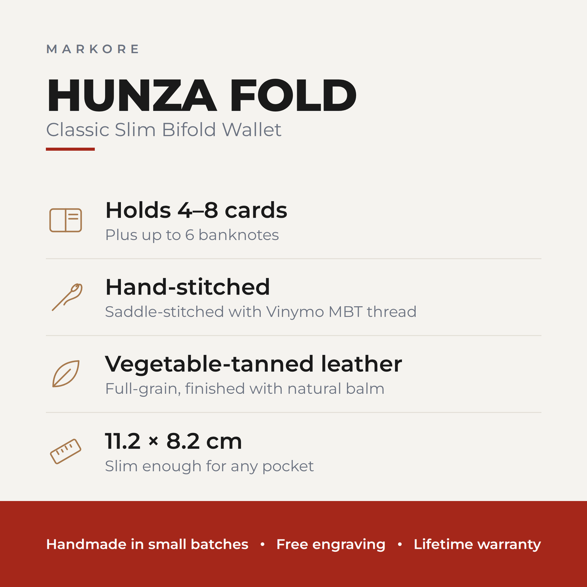 Classic Slim Bifold Wallet | Hunza Fold