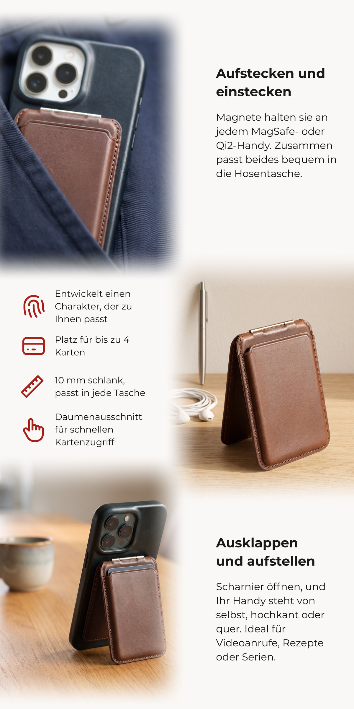 MagSafe-Lederwallet mit Ständer | Mag Lift