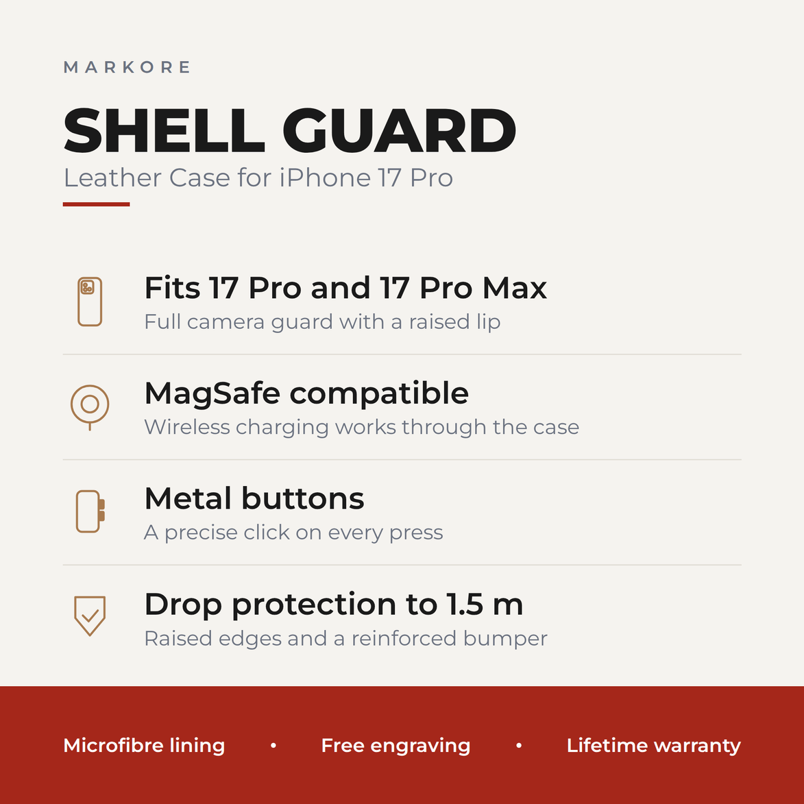 iPhone 17 Leather Case | Shell Guard